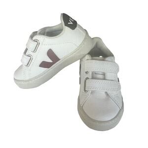 VEJA Esplar 6 White Red Toddler Sneaker 22 EUR  Leather Shoe Hook Loop